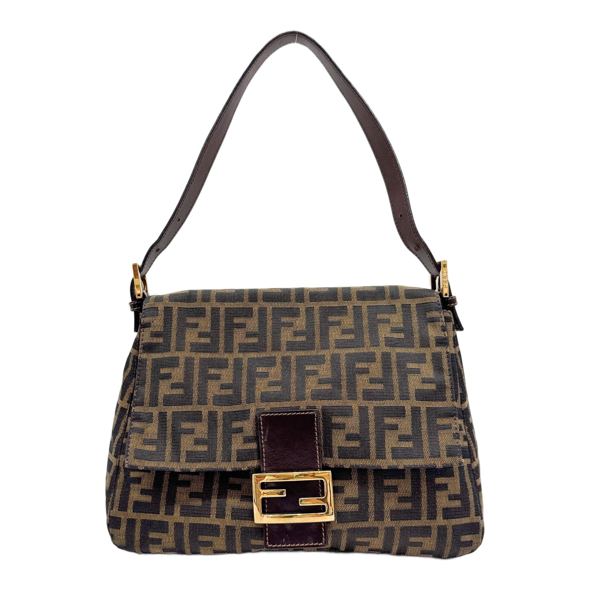 Mamma Baguette Brown Zucca Canvas Shoulder Bag