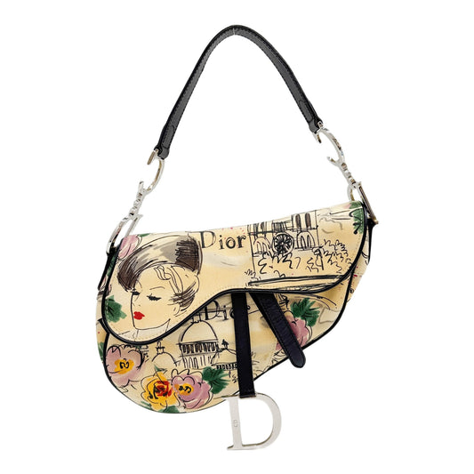 Saddle Pairs 50s Cream Canvas Shoulder Bag