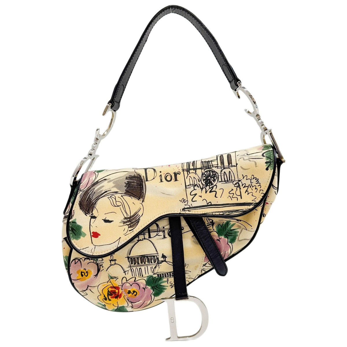 Saddle Pairs 50s Cream Canvas Shoulder Bag