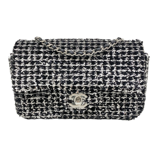 Classic Flap 2021- Black and White Sequin Chain Shoulder Bag