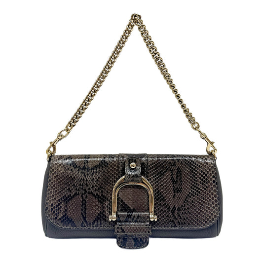Horsebit Python Brown Leather Gold Chain Shoulder Bag
