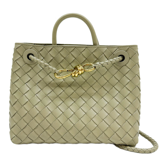 Andiamo Intrecciato Avocado Green Leather Handle Bag