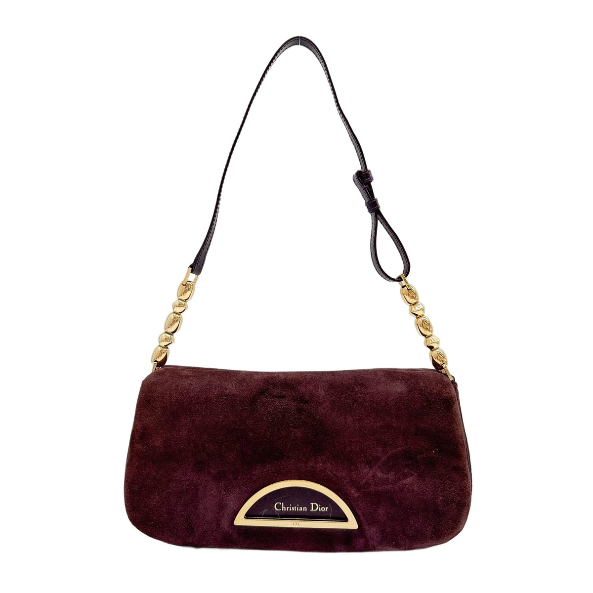 Malice Pearl Cocoa Brown Suede Shoulder Bag
