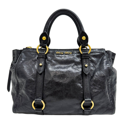 Vitello Lux Black Leather Hand Bag