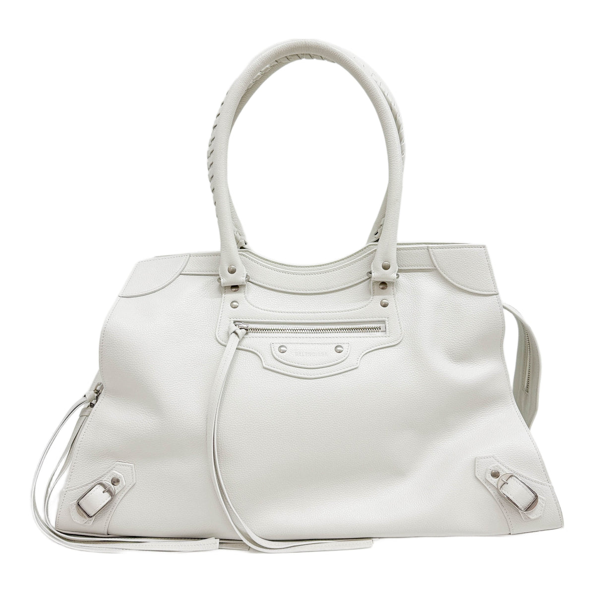 Neo Classic Grey-White Leather Shoulder Bag