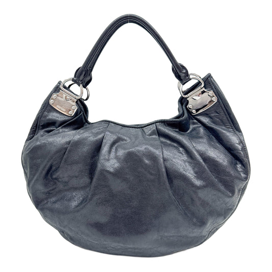 Black Leather Hobo Shoulder Bag