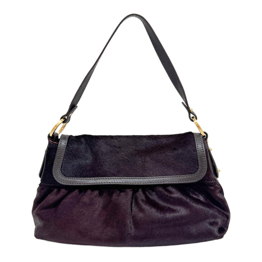 Chef Dark Brown Pony Hair Shoulder Bag