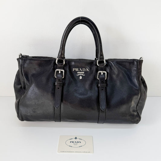 Vintage Black Leather Hand Bag