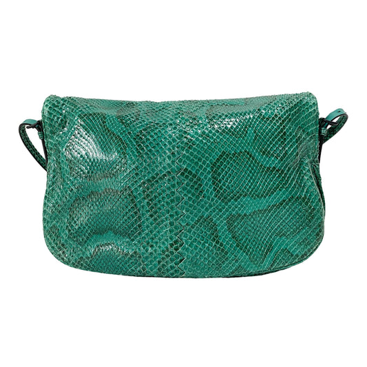 Green Embossed Snake Leather Crossbody Bag