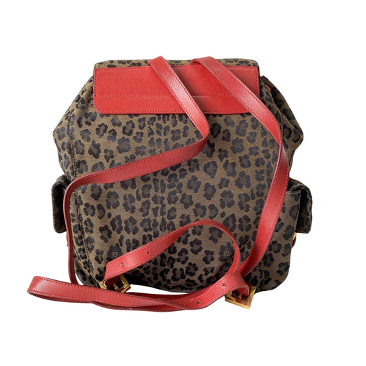 Brown Leopard Print Canvas Backpack