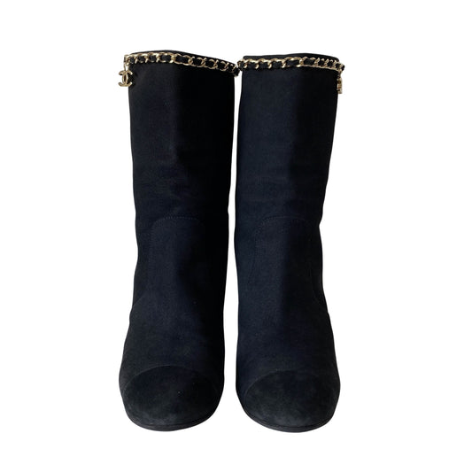 Size 36 1/2 Black Suede Calf High Boots