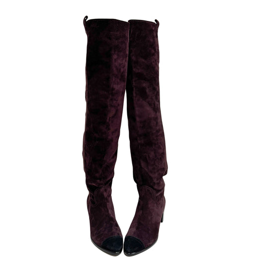 Size 37 Purple Suede Long Boots