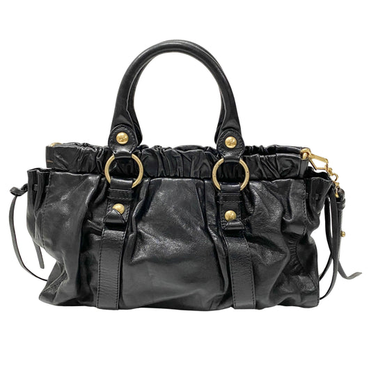 Vitello Black Calfskin Leather Two Way Bag