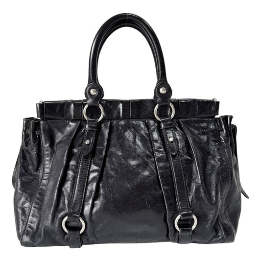 Vitello Black Leather Two Way Bag