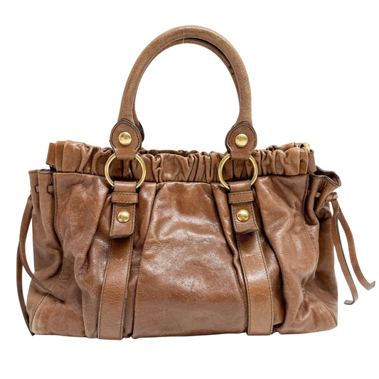 Vitello Bauletto Brown Leather Two Way Bag