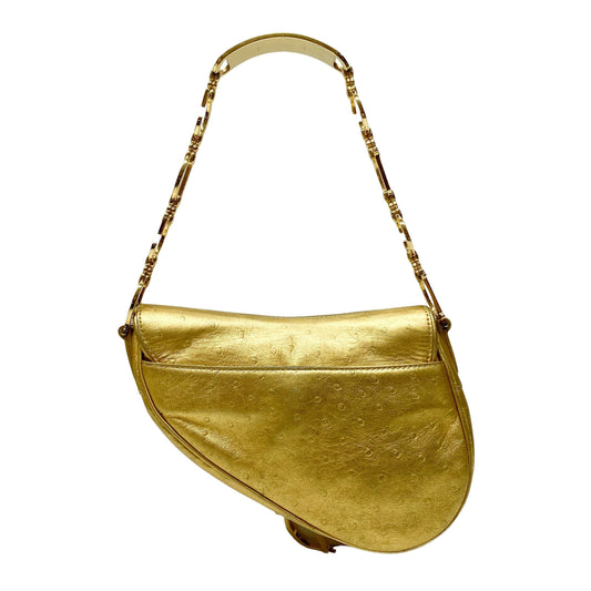 Saddle Gold Leather Shoulder Bag