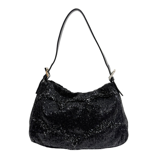 Mamma Baguette Black Beads Shoulder Bag