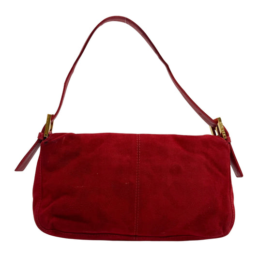 Baguette Red Suede Shoulder Bag