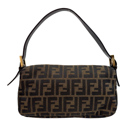 Baguette Brown Canvas Shoulder Bag