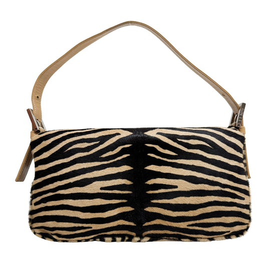 Baguette Brown Zebra Print Pony Hair Shoulder Bag