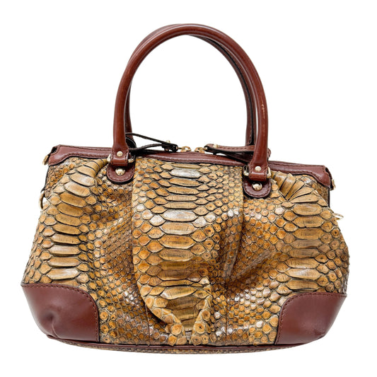 Sukey Brown Embossed Python Two-Way Bag