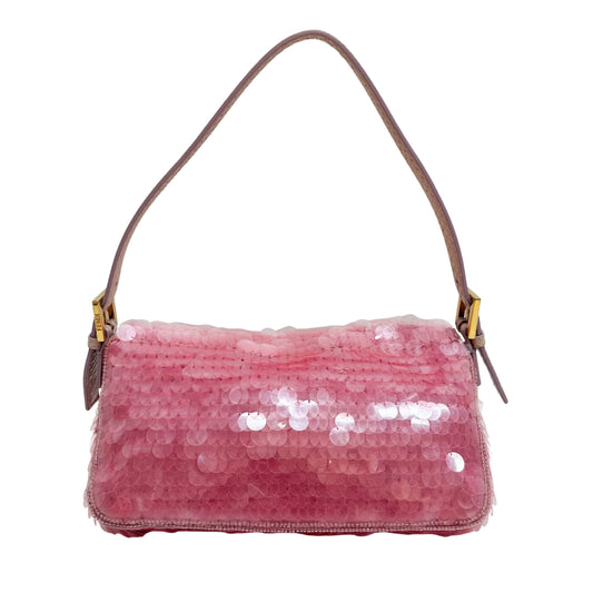 Baguette Pink Sequin Shoulder Bag