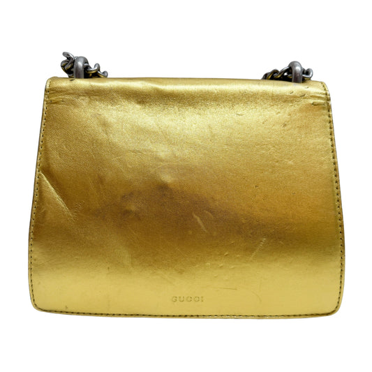 Dionysus Mini Gold Leather Shoulder Bag