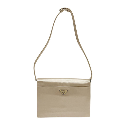 Beige Silk Satin Shoulder Bag