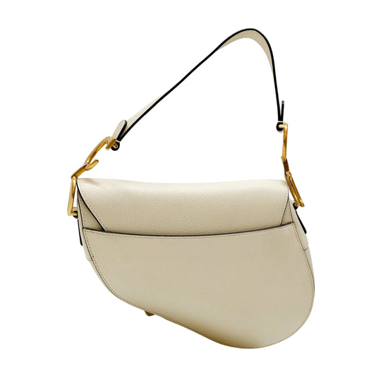 Saddle White Leather Shoulder Bag