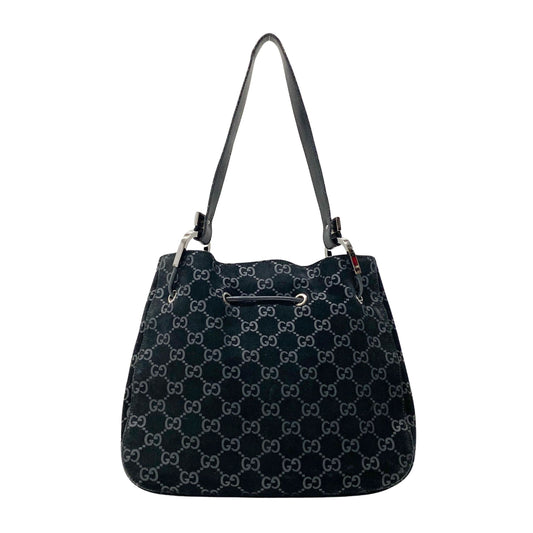 GG Black Suede Bucket Shoulder Bag