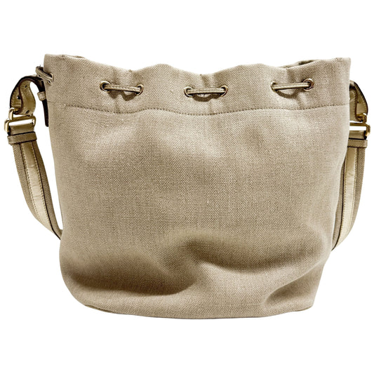 Beige Cotton Crossbody Bag