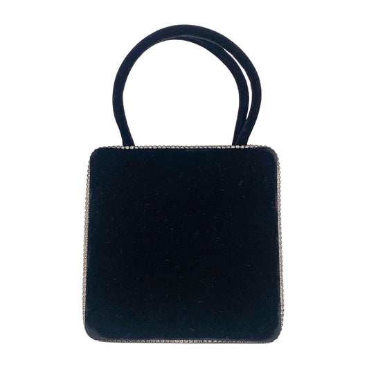 Vintage Black Velvet Rhinestone Hand Bag