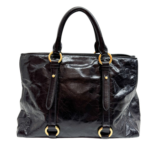 Vitello Black Leather Hand Bag