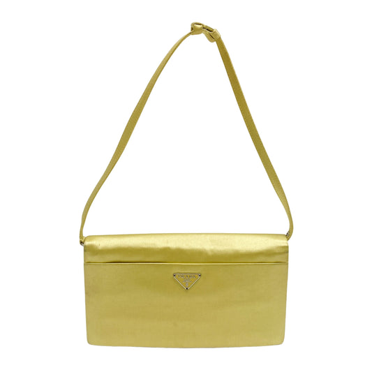 Vintage Yellow Satin Shoulder Bag