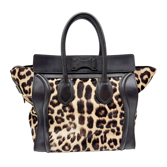 Luggage Micro Leopard Print Pony Hair Hand Bag
