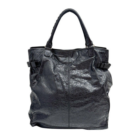 Black Leather City Tote