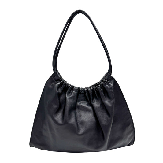 Black Leather Hobo Shoulder Bag
