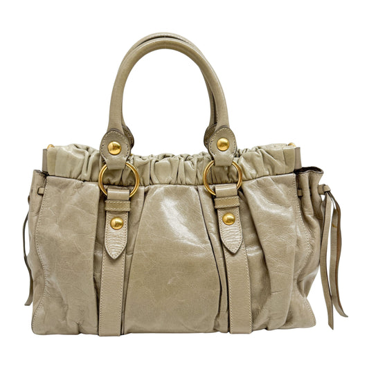 Vitello Bauletto Green Calfskin Leather Two Way Bag