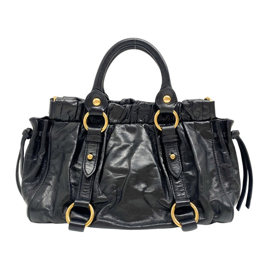 Mini Vitello Black Calfskin Leather Two Way Bag