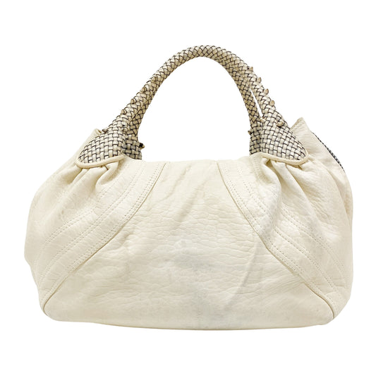 Vintage White Basket Leather Hand Bag