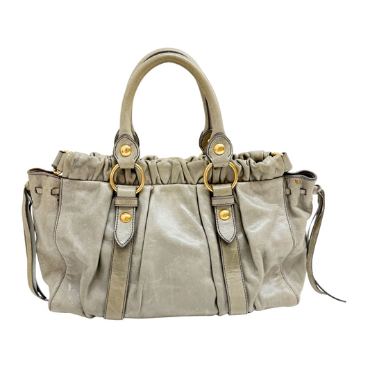 Vitello Beige Calfskin Leather Two Way Bag