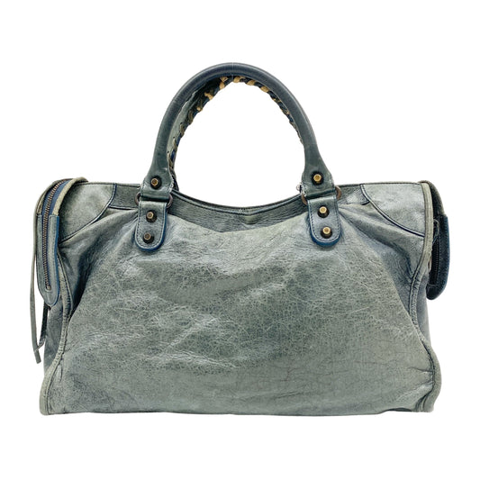 The City Green Calfskin Leather Two Way Bag