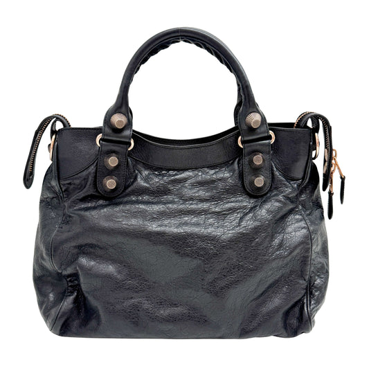 The Velo Black Calfskin Leather Two Way Bag