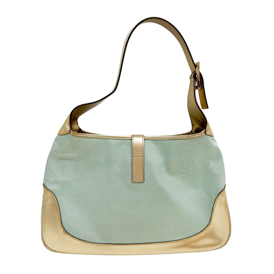 Jackie Blue & Gold Canvas Shoulder Bag