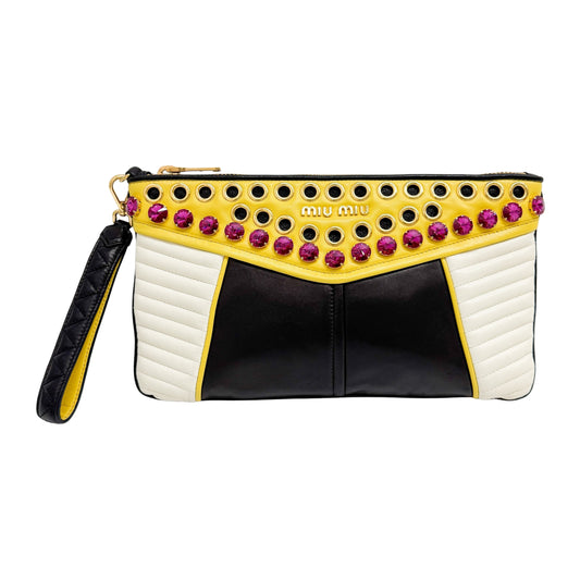 Vintage Multi-color Rhinestone Leather Hand Bag