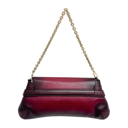 Horsebit Burgundy Ombrė Leather Shoulder Bag