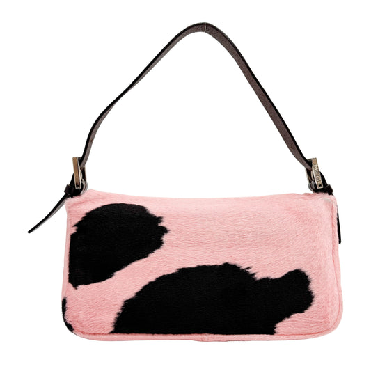 Baguette Pink Cow Print Pony Hair Shoulder Bag