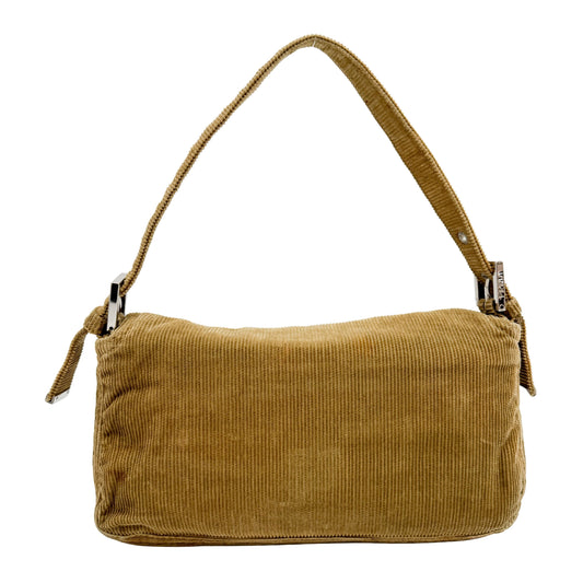 Baguette Brown Corduroy Shoulder Bag