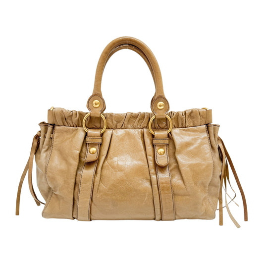 Vitello Brown Calfskin Leather Two Way Bag