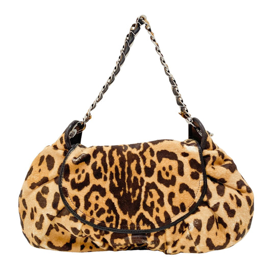 Vintage Brown Jaguar Pony Hair Shoulder Bag